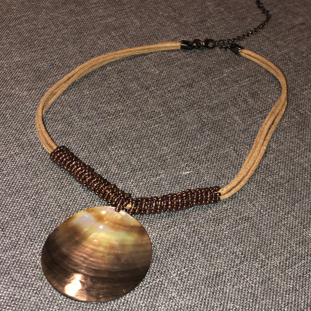 Lia Sophia Harvest Moon Abalone Shell Mother of Pearl Pendant Necklace